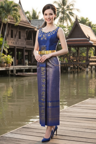 ชุดไทยดุสิต สีน้ำเงิน (TD 003)