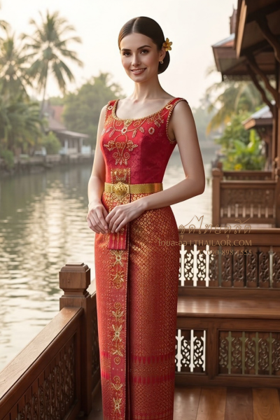 ชุดไทยดุสิต สีแดง (TD 004)