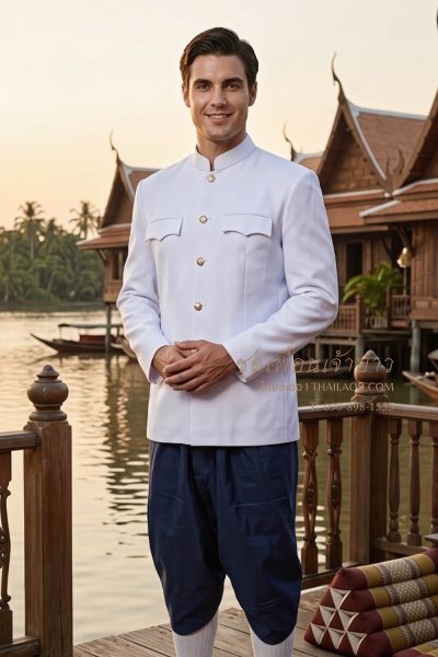 ชุดเพื่อนเจ้าบ่าว สีขาวกรมท่า (TF 002)