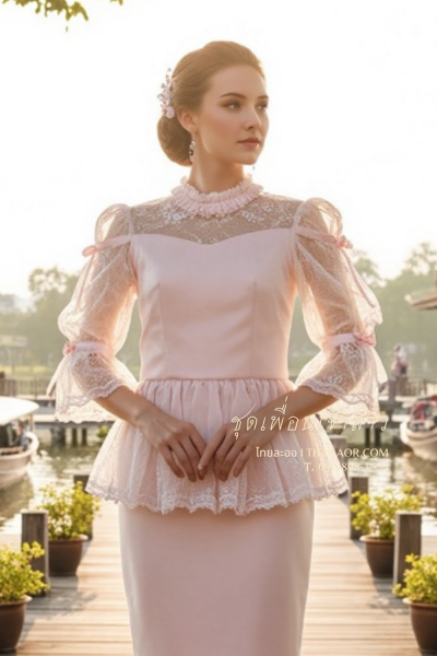 ชุดเพื่อนเจ้าสาว สีชมพูพาสเทล  (TF 001)