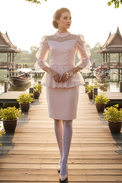 ชุดเพื่อนเจ้าสาว สีชมพูพาสเทล  (TF 001)