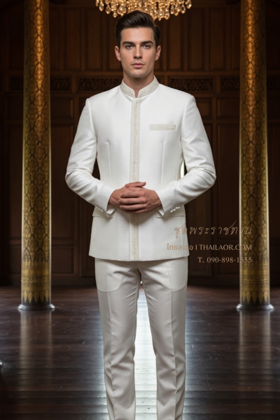 ชุดพระราชทานปัก สีงาช้าง (PT 004)