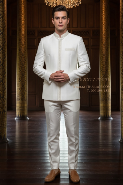 ชุดพระราชทานปัก สีงาช้าง (PT 004)
