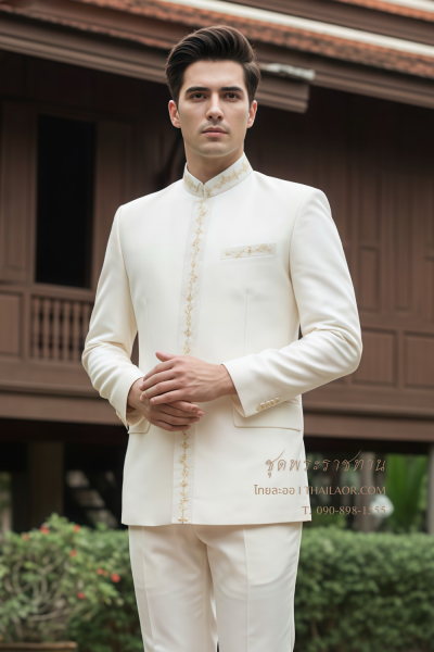 ชุดพระราชทานปัก สีงาช้าง (PT 001)