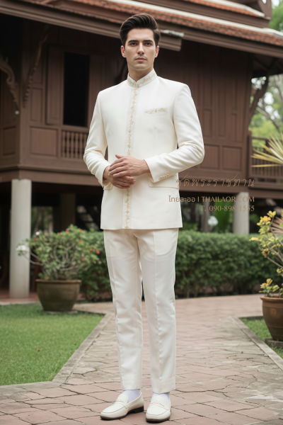 ชุดพระราชทานปัก สีงาช้าง (PT 001)
