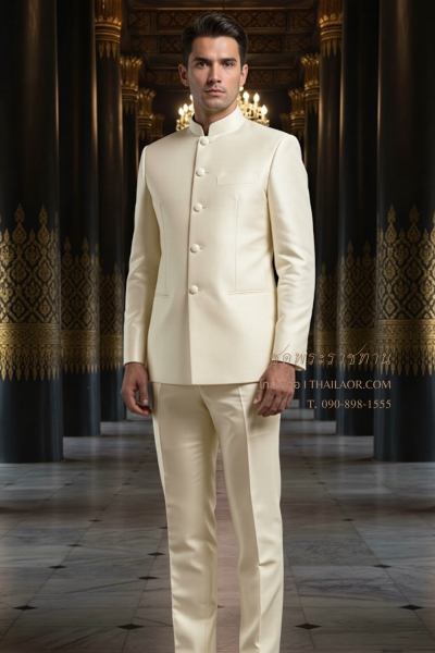 ชุดพระราชทาน สีครีมเหลือง (PT 009)