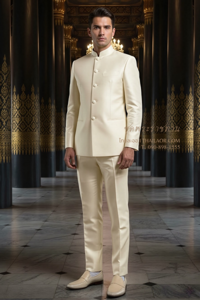 ชุดพระราชทาน สีครีมเหลือง (PT 009)