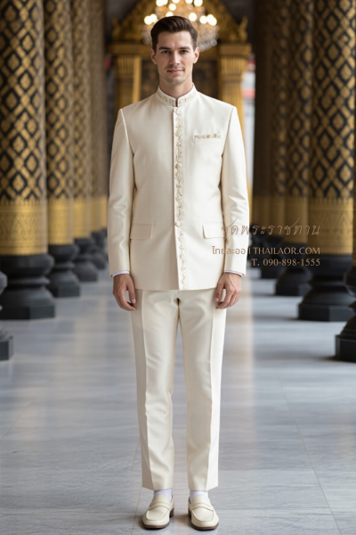 ชุดพระราชทานปัก สีครีม (PT 002)