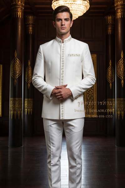 ชุดพระราชทานปัก สีงาช้าง (PT 005)