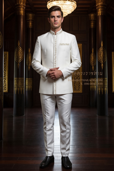 ชุดพระราชทานปัก สีงาช้าง (PT 005)
