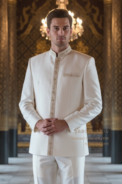 ชุดพระราชทานปัก สีครีม (PT 003)