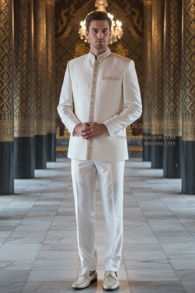ชุดพระราชทานปัก สีครีม (PT 003)