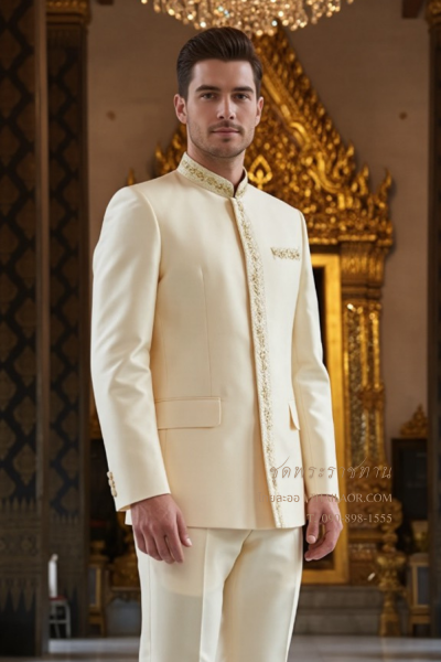 ชุดพระราชทานปัก สีทองอ่อน (PT 006)