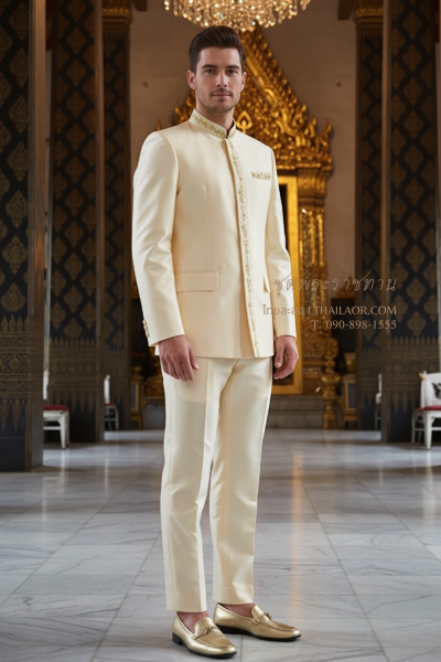 ชุดพระราชทานปัก สีทองอ่อน (PT 006)