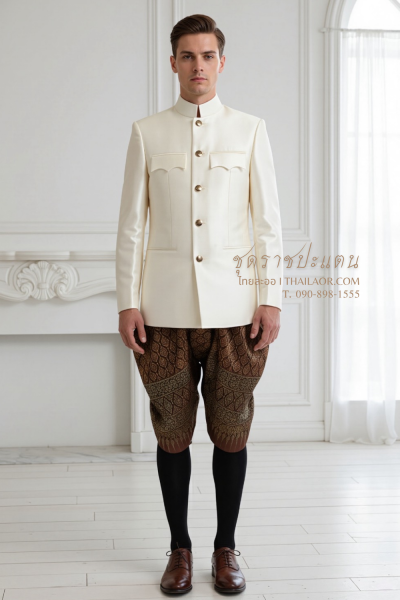 ชุดราชปะแตน สีงาช้างน้ำตาล (TRP 001)