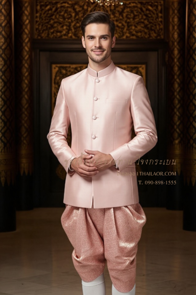 ชุดเสื้อพระราชทาน-โจงกระเบน สีชมพู (PTJ 002)