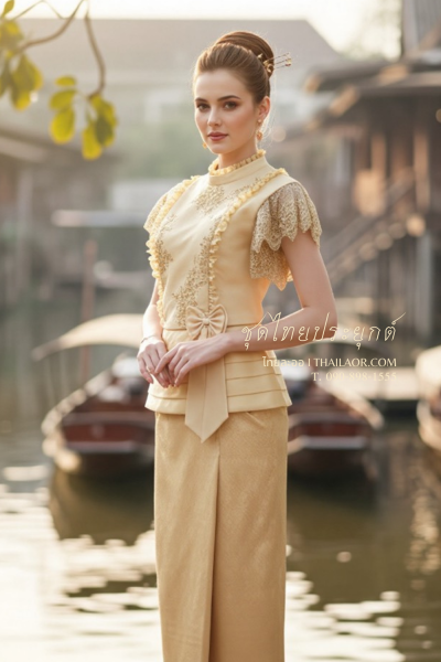 ชุดไทยประยุกต์ สีทอง (TP 019)