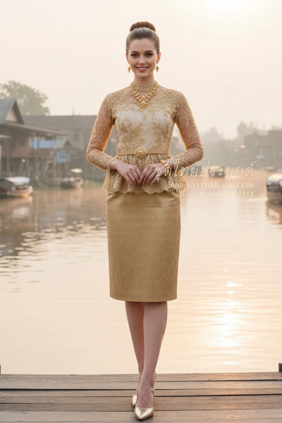 ชุดไทยประยุกต์ สีทอง (TP 035)