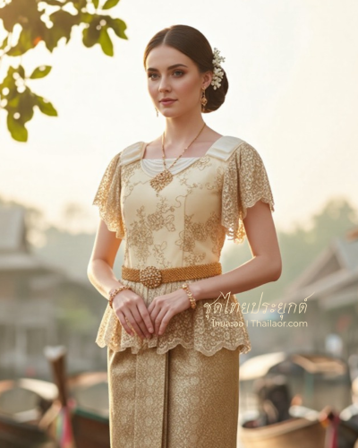 ชุดไทยประยุกต์ สีทอง (TP 002)