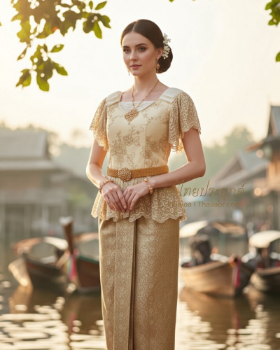 ชุดไทยประยุกต์ สีทอง (TP 002)