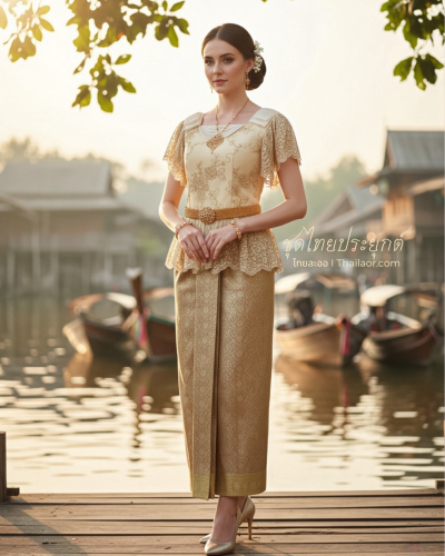 ชุดไทยประยุกต์ สีทอง (TP 002)