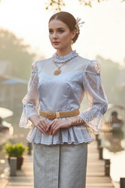 ชุดไทยประยุกต์ สีเทาเงิน (TP 005)