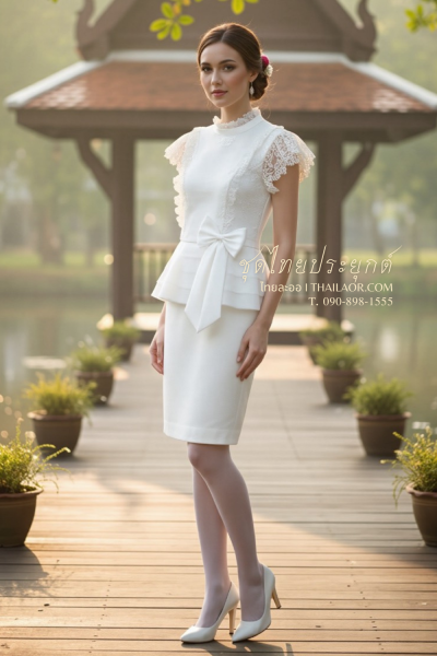 ชุดไทยประยุกต์ สีขาวงาช้าง (TP 034)