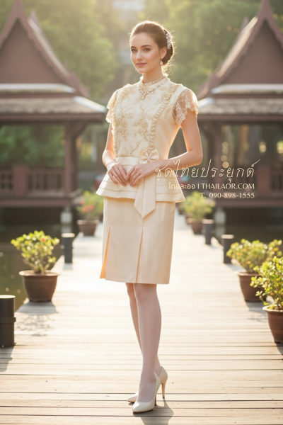 ชุดไทยประยุกต์ สีทอง (TP 033)