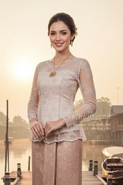 ชุดไทยประยุกต์ สีกลีบบัวอมกะปิ (TP 006)