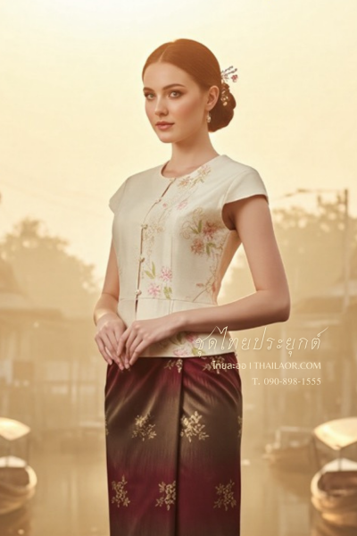 ชุดไทยประยุกต์ สีทองแดง (TP 001)