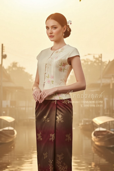 ชุดไทยประยุกต์ สีทองแดง (TP 001)