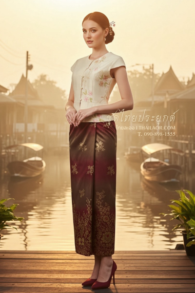 ชุดไทยประยุกต์ สีทองแดง (TP 001)