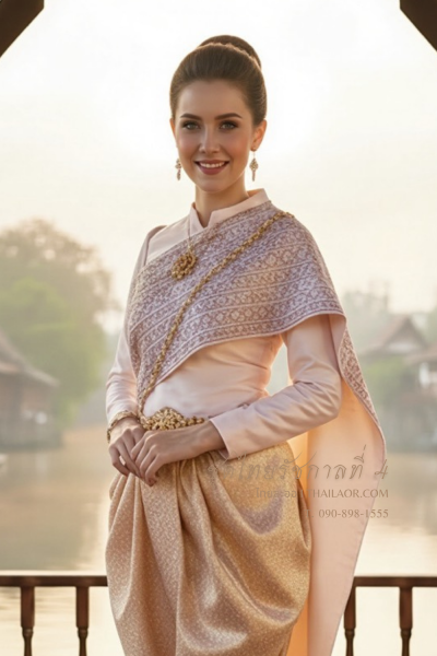 ชุดไทยรัชกาลที่ 4 สีชมพูอ่อน (TRA 001)