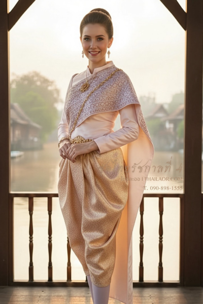 ชุดไทยรัชกาลที่ 4 สีชมพูอ่อน (TRA 001)