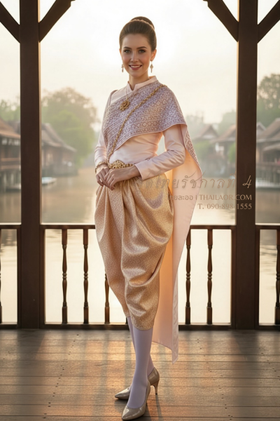 ชุดไทยรัชกาลที่ 4 สีชมพูอ่อน (TRA 001)