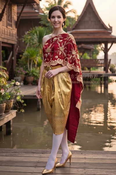 ชุดไทยรัชกาลที่ 4 สีแดงทอง (TRA 005)