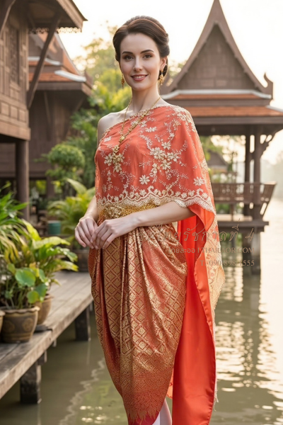 ชุดไทยรัชกาลที่ 4 สีส้ม (TRA 004)
