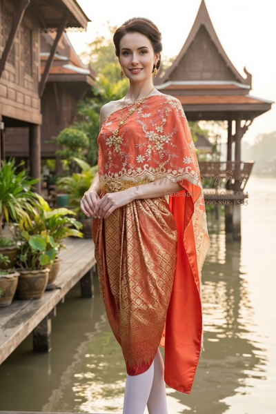 ชุดไทยรัชกาลที่ 4 สีส้ม (TRA 004)