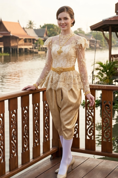 ชุดไทยรัชกาลที่ 5 สีทองอ่อน (TRF 006)