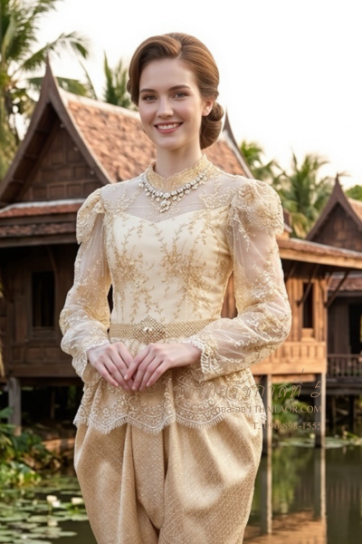 ชุดไทยรัชกาลที่ 5 สีทองอ่อน (TRF 006)
