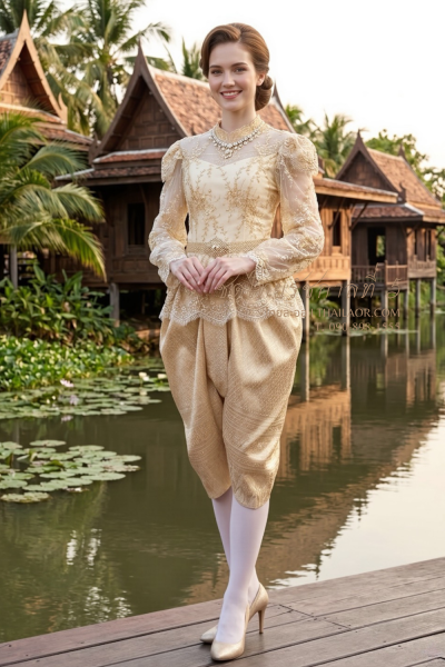 ชุดไทยรัชกาลที่ 5 สีทองอ่อน (TRF 006)