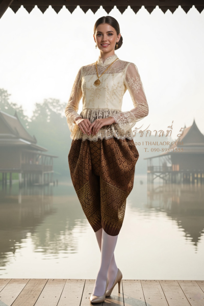 ชุดไทยรัชกาลที่ 5 สีทองน้ำตาล (TRF 003)