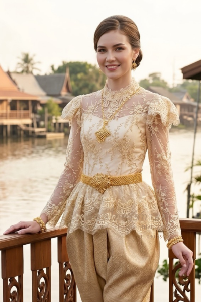 ชุดไทยรัชกาลที่ 5 สีทองอ่อน (TRF 006)