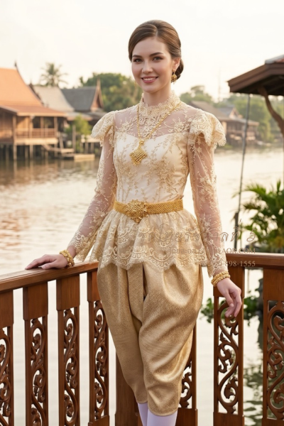 ชุดไทยรัชกาลที่ 5 สีทองอ่อน (TRF 006)