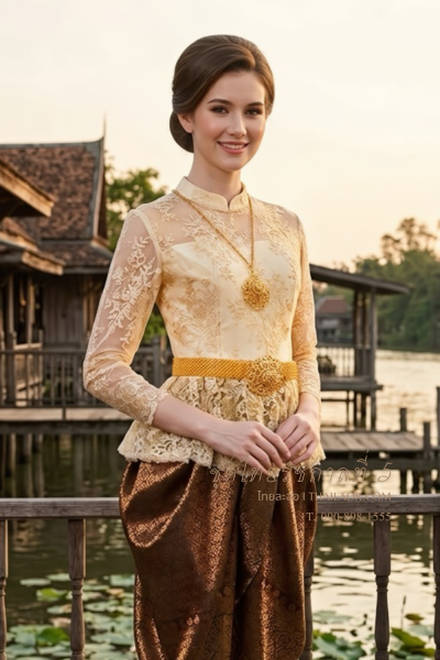 ชุดไทยรัชกาลที่ 5 สีทองแดงเลือดหมู (TRF 017)