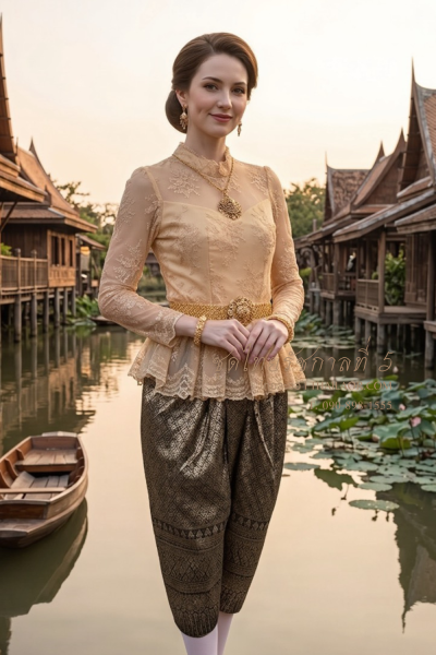 ชุดไทยรัชกาลที่ 5 สีน้ำตาลแดงเลือดหมู (TRF 023)