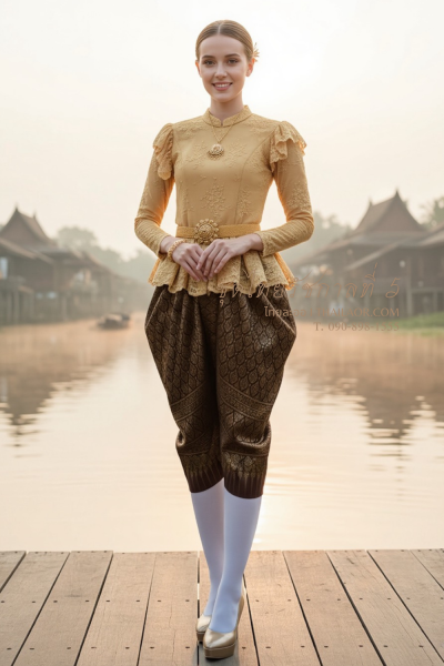 ชุดไทยรัชกาลที่ 5 สีทองน้ำตาล (TRF 014)