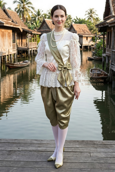 ชุดไทยรัชกาลที่ 5 สีครีมทอง (TRF 011)