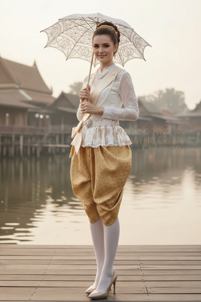 ชุดไทยรัชกาลที่ 5 สีงาช้างทอง (TRF 008)