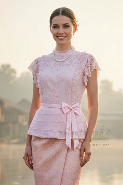 ชุดไทยรัชกาลที่ 7 สีชมพู (TRS 001)